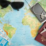 Business travel traveling map world concept.